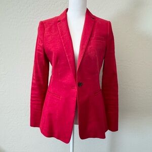 Banana Republic Red Linen Long And Lean Blazer